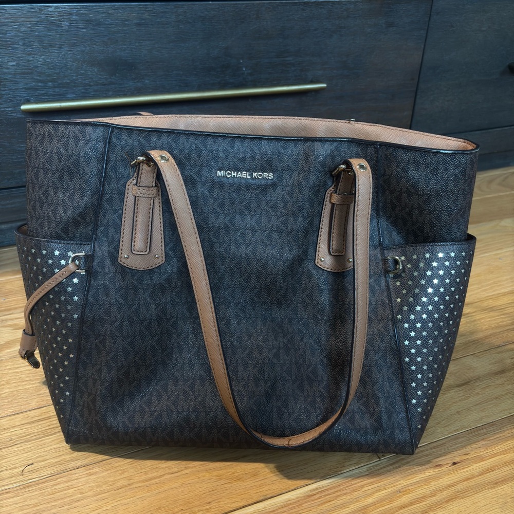 Michael Kors Black and Brown Tote Bag